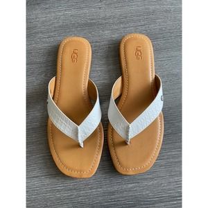 Ugg Tuolumne Leather Flip Flop Sandals in White